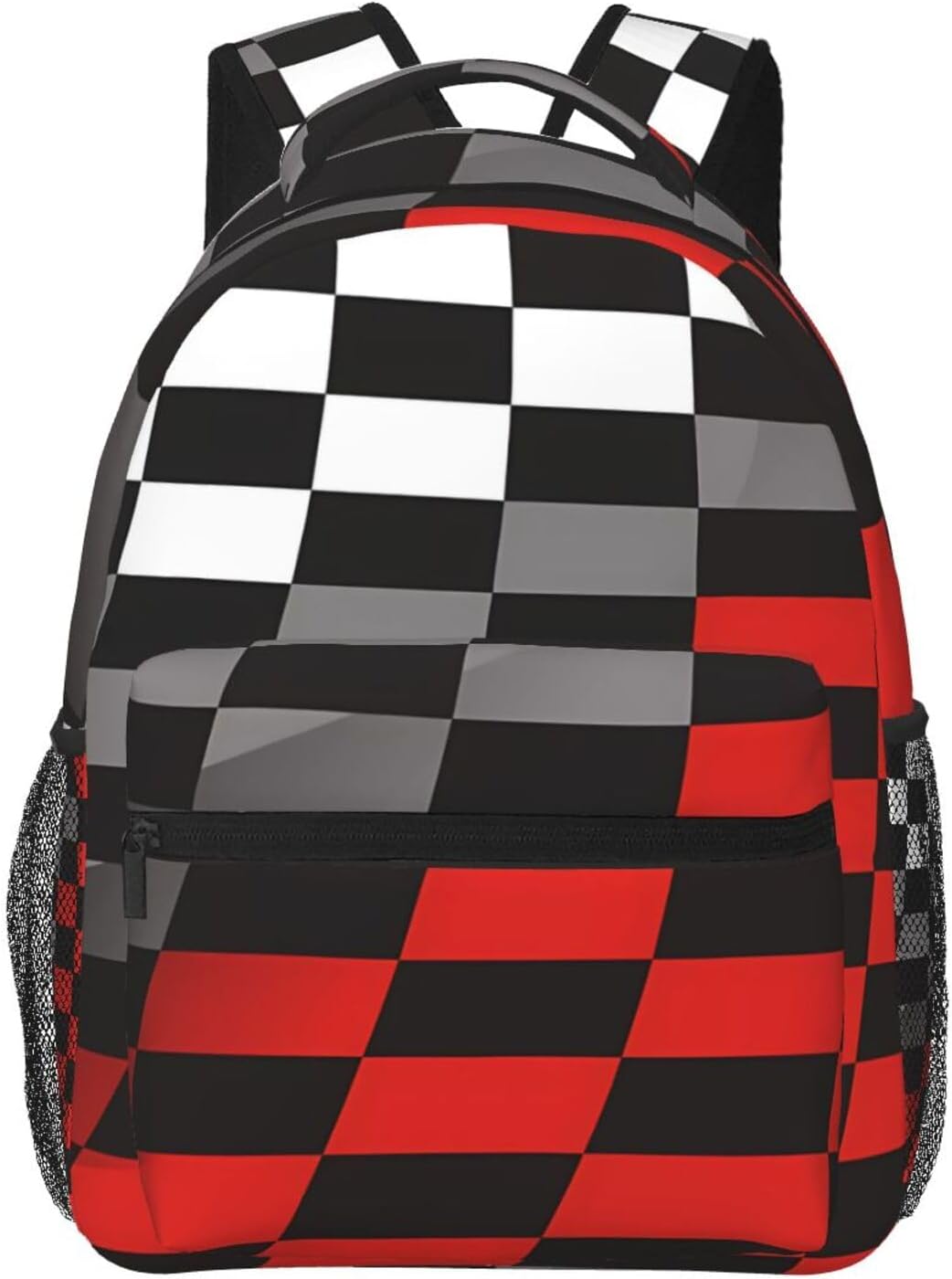 Racing Red Gray Checkered Flag Laptop Backpack for Travel