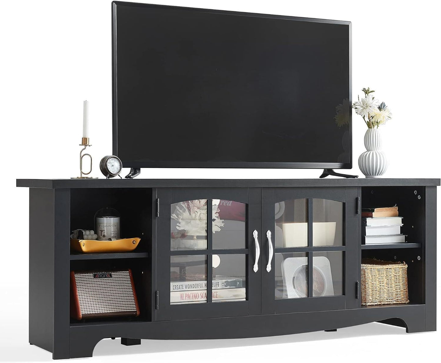 LINSY HOME Farmhouse TV Stand for 65 Inch TV with Storage
