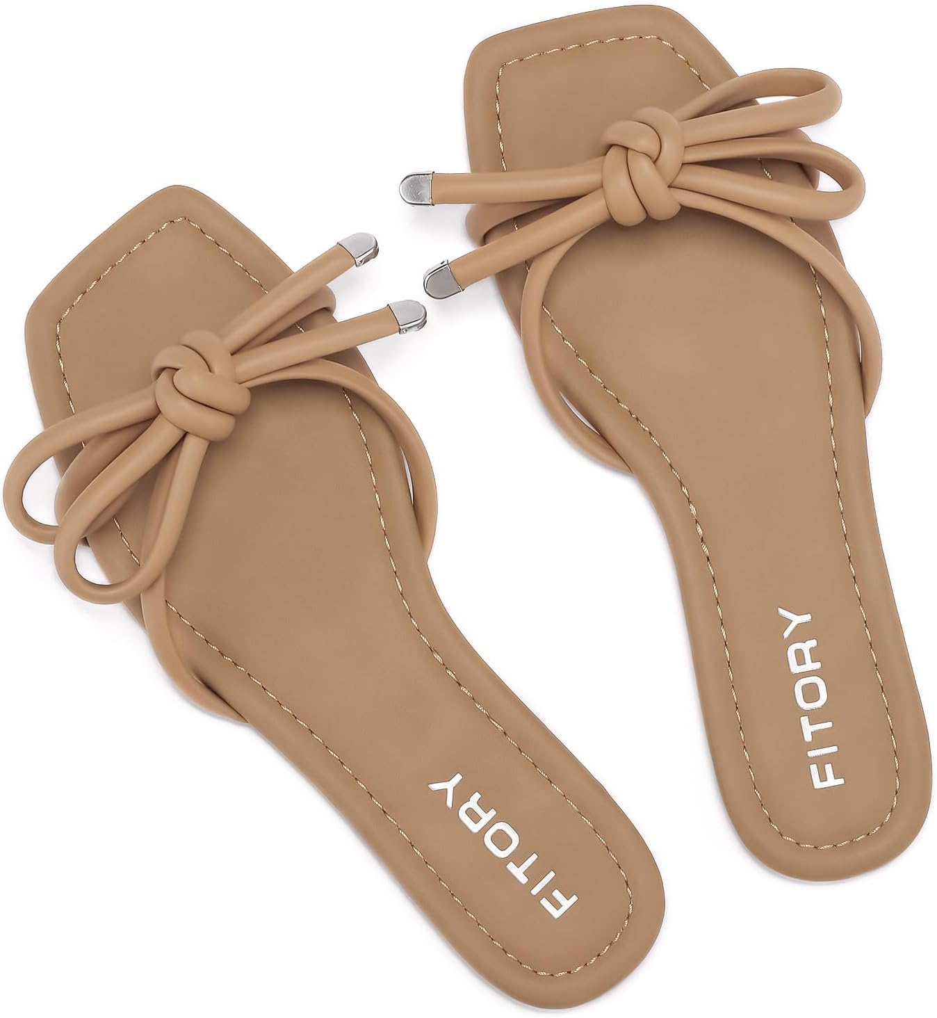 FITORY Women's Flat Sandals Square Open Toe Thong for Summer