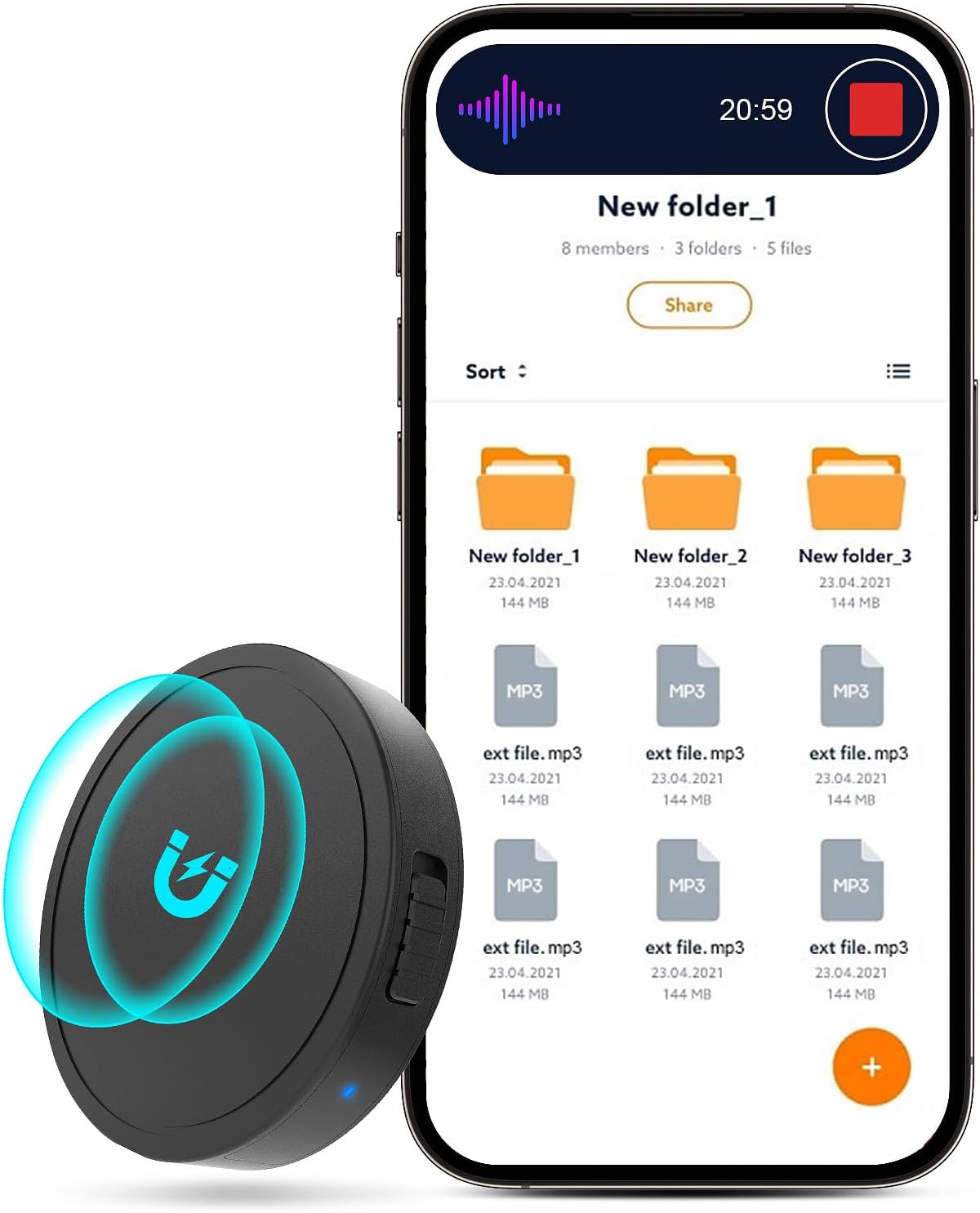 128GB Magnetic Voice Activated Recorder for Meetings & Lectures