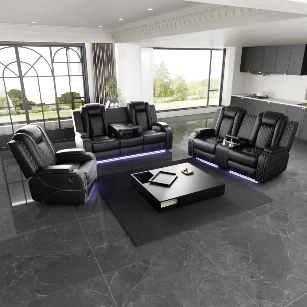 Power Lift Recliner Sofa Set: Massage & Heating