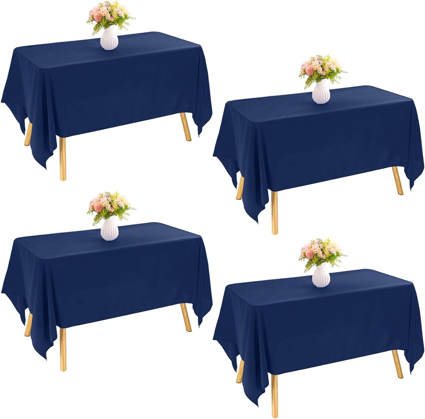 Navy Blue Rectangle Polyester Tablecloths for Elegant Events