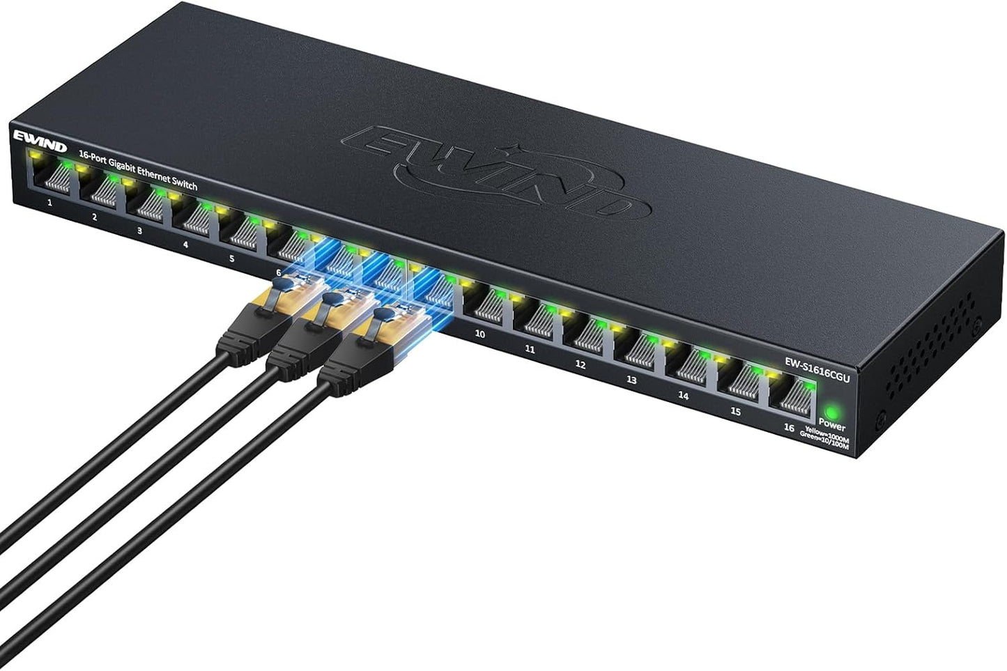 16 Port Gigabit Ethernet Switch with LED & Loop Prevention