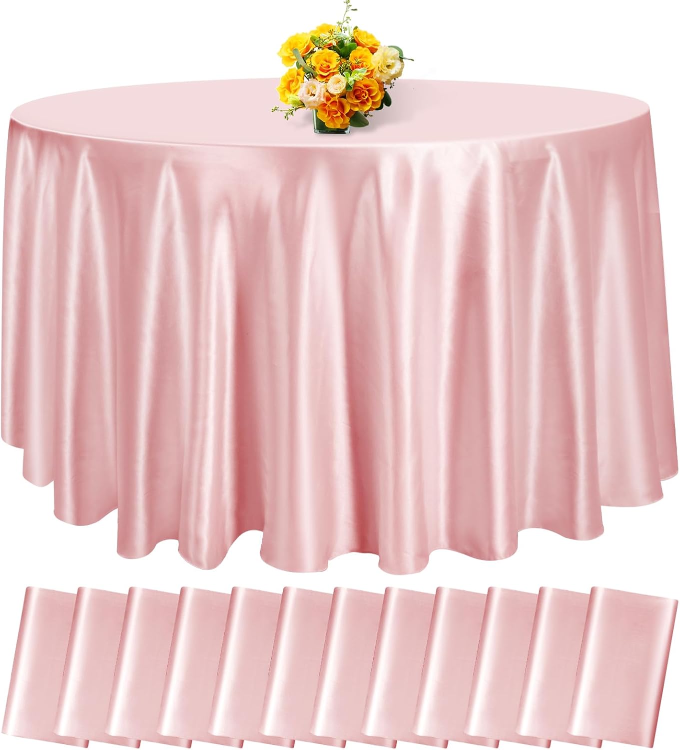 12 Pack 120 Inch Rose Gold Satin Tablecloth for Elegant Events