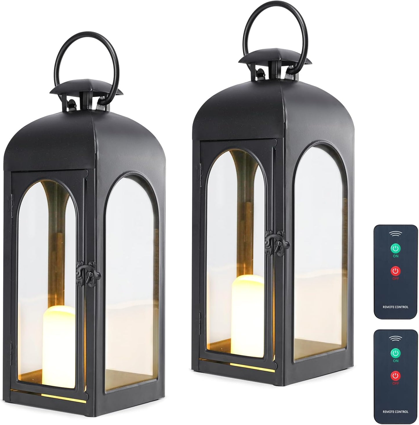 Bdor 2 Pack 16 Inches Decorative Lanterns with Wax Effect