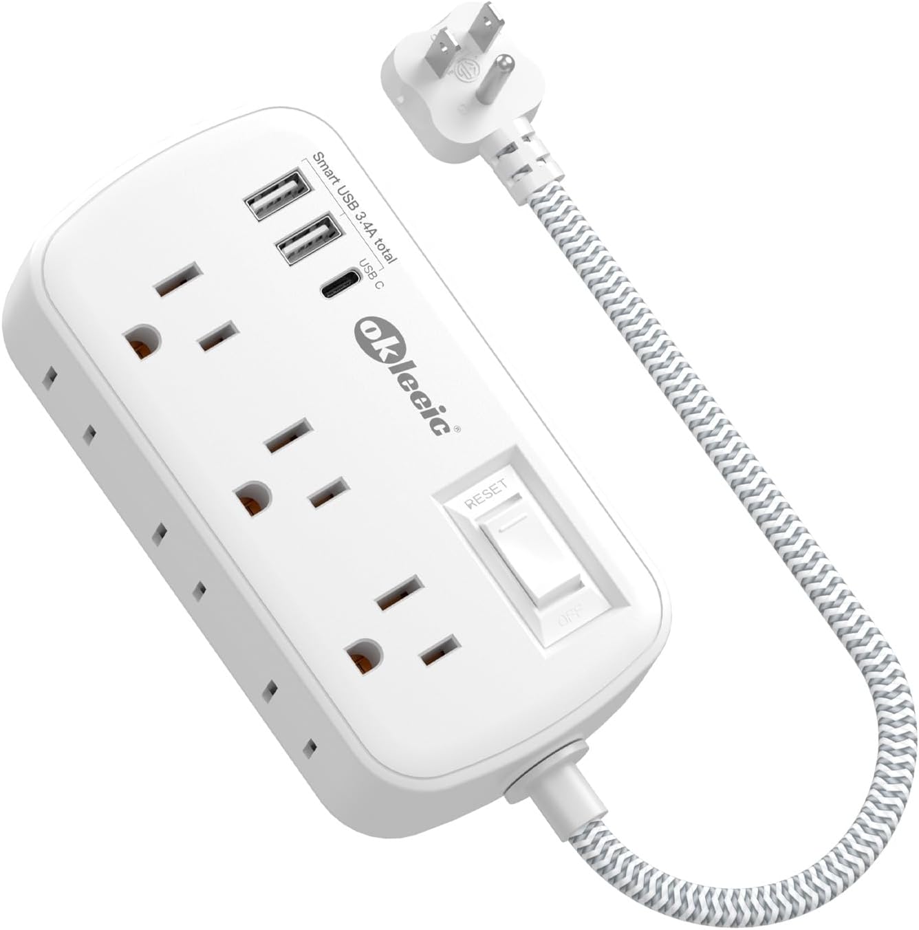 Compact Surge Protector: 6 Outlets + 3 USB Ports