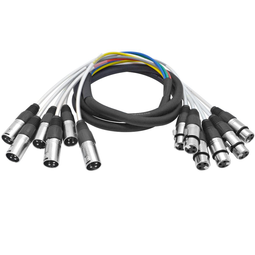 Seismic Audio SARLX-6x6 6 Channel XLR Colored Patch Snake Cable