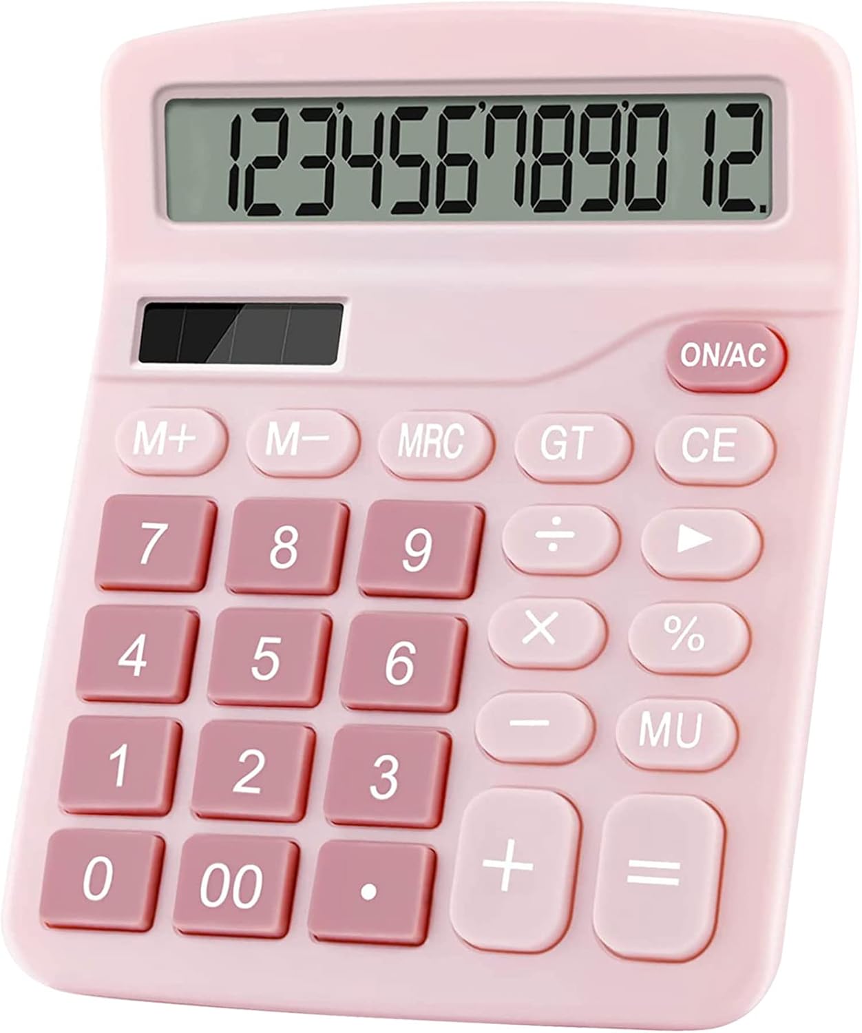 Pink Cute 12-Digit Desktop Calculator - Big Display, Easy Buttons