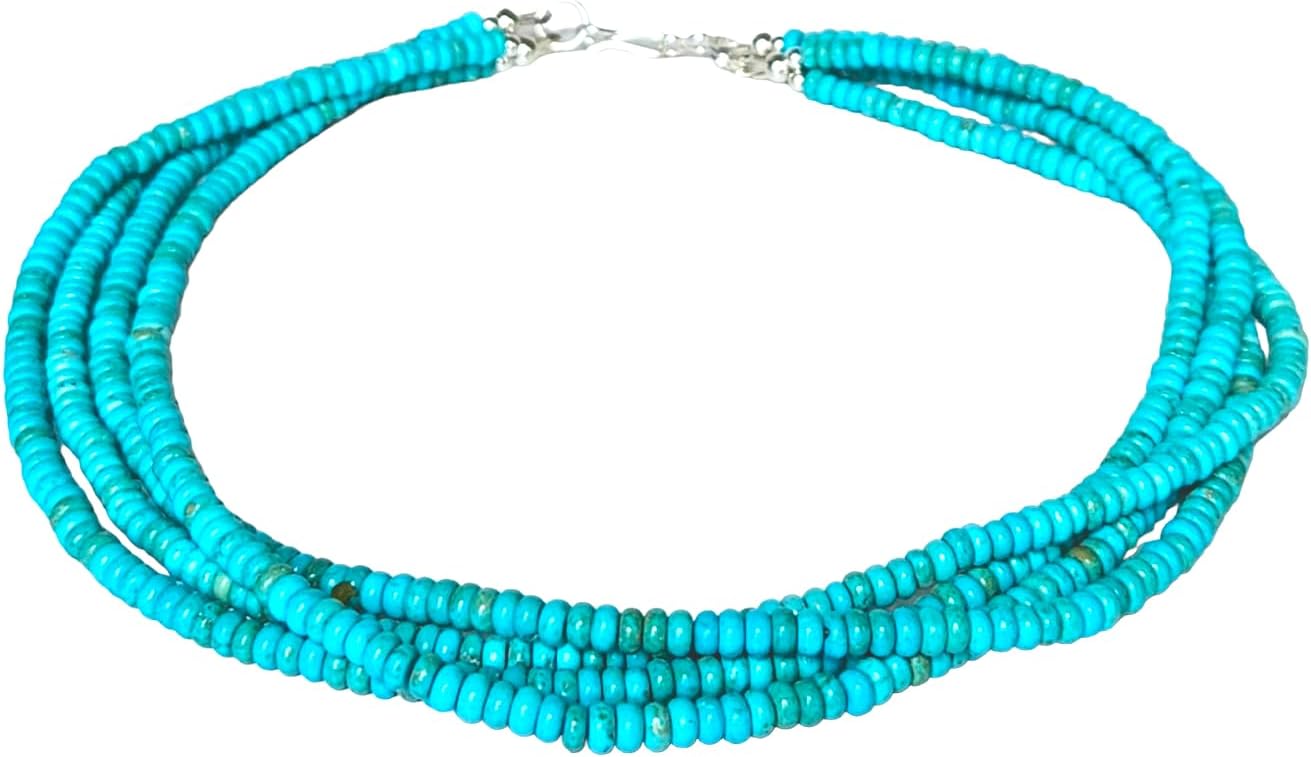 Dainty Natural Turquoise Beaded Necklace for Throat Chakra
