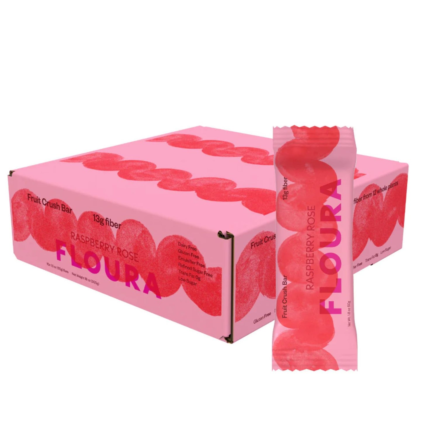 Floura Raspberry Rose Fiber Bars - Vegan, Gluten Free Snack