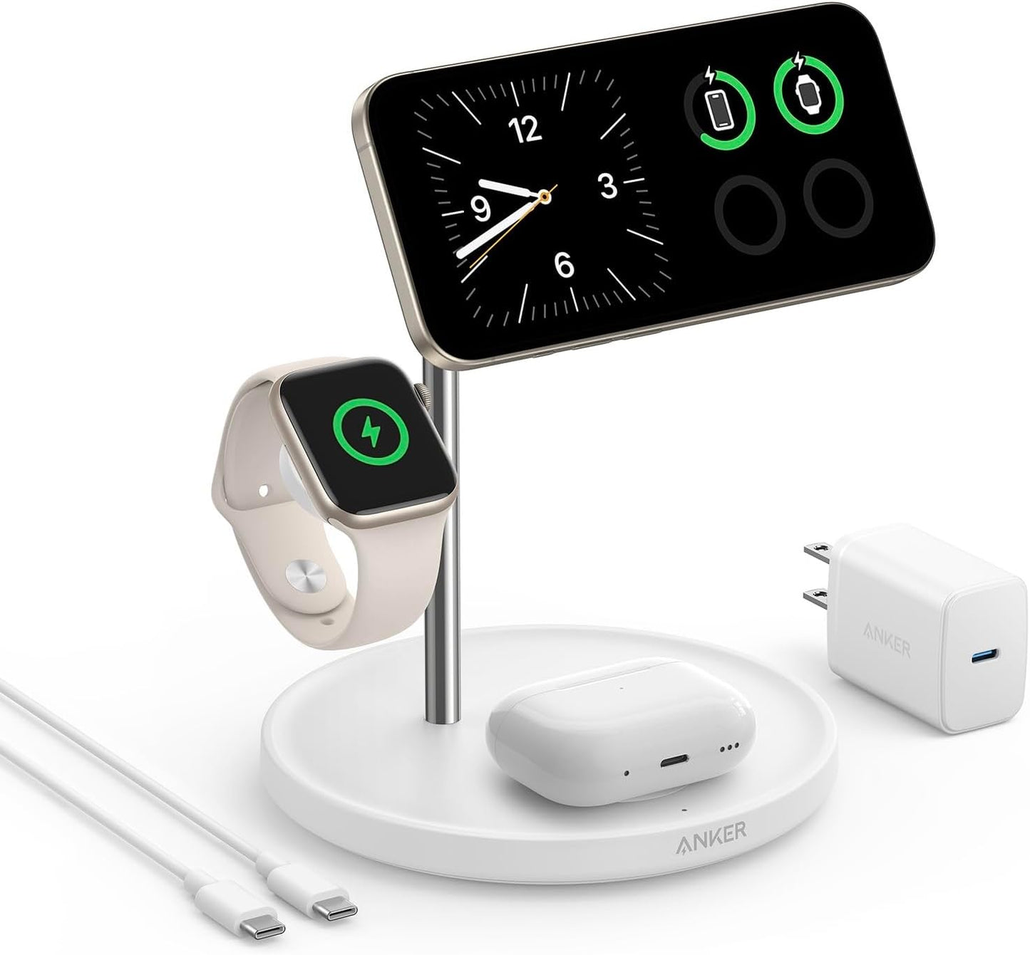 Anker MagGo 3-in-1 Wireless Charger | Qi2 Certified 15W | Desk Accessory