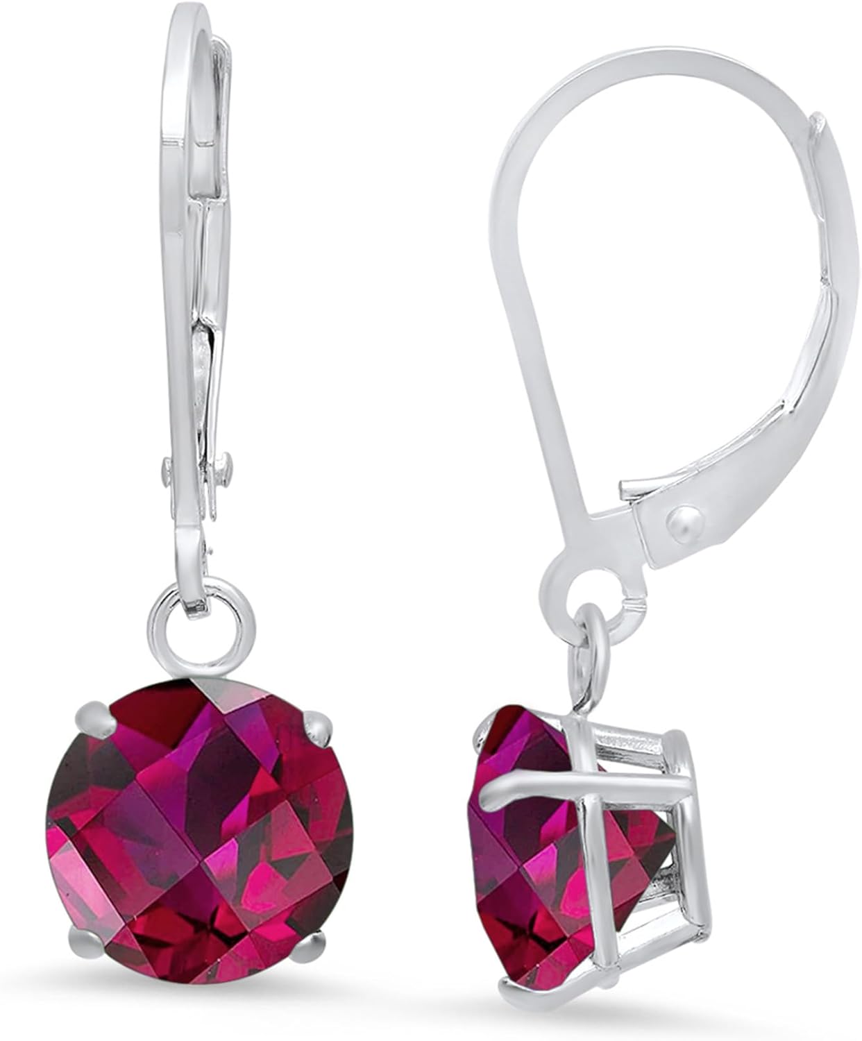 925 Sterling Silver Gemstone Earrings for Women - Ruby Dangle