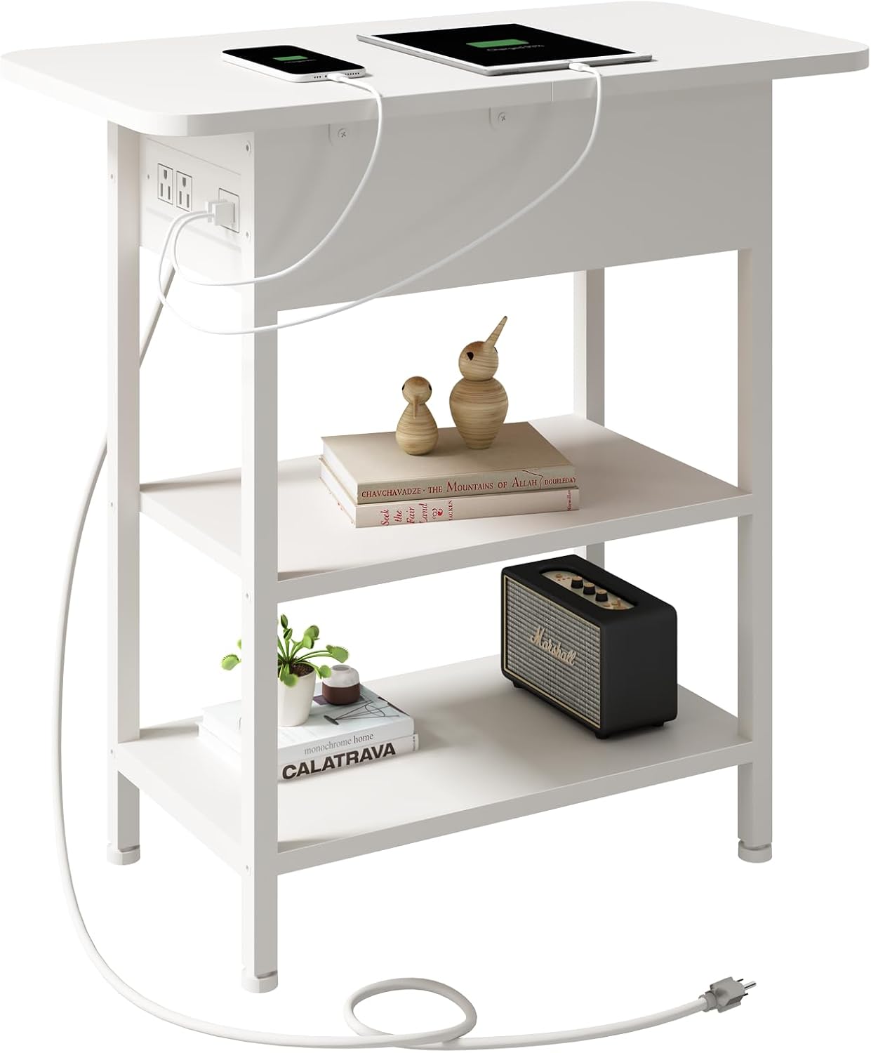 LIDYUK End Table with Charging Station for Small Spaces