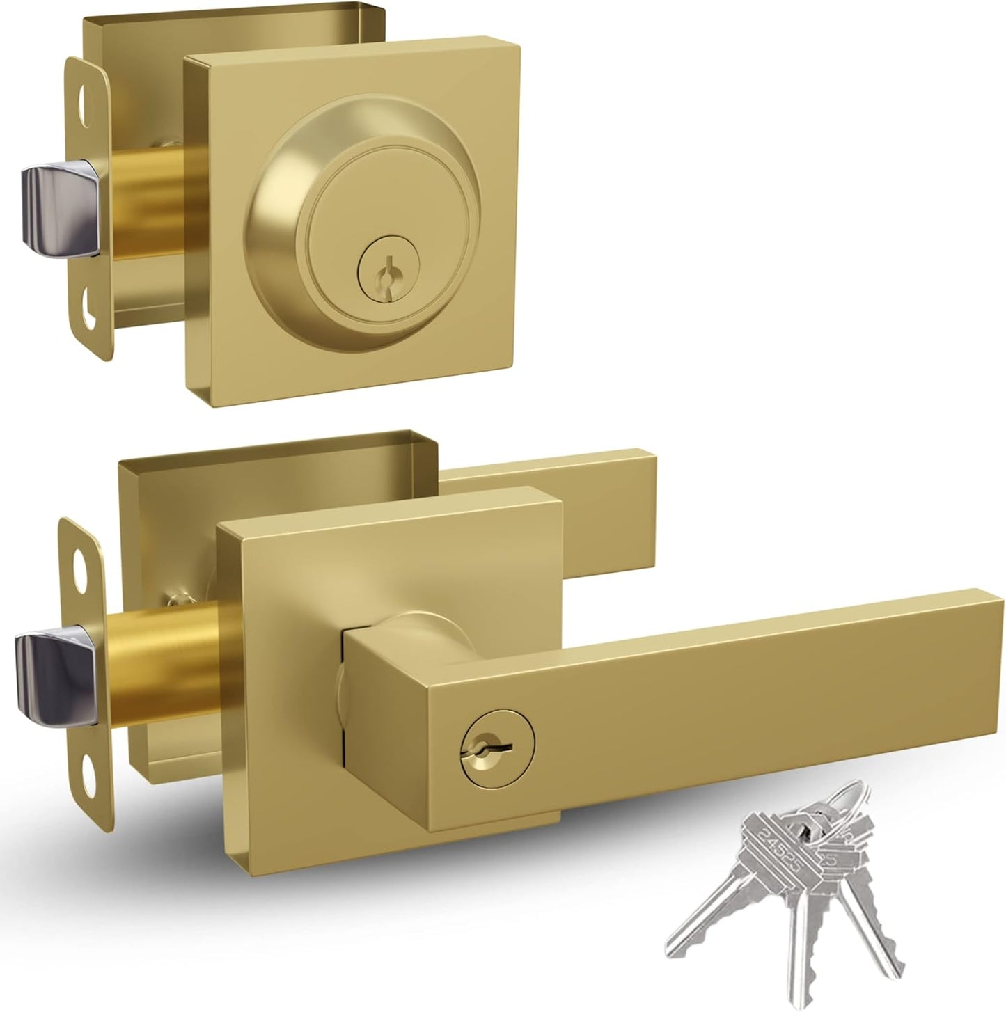 Mega Handles Entry Lever Door Handle & Deadbolt Lock Combo Pack