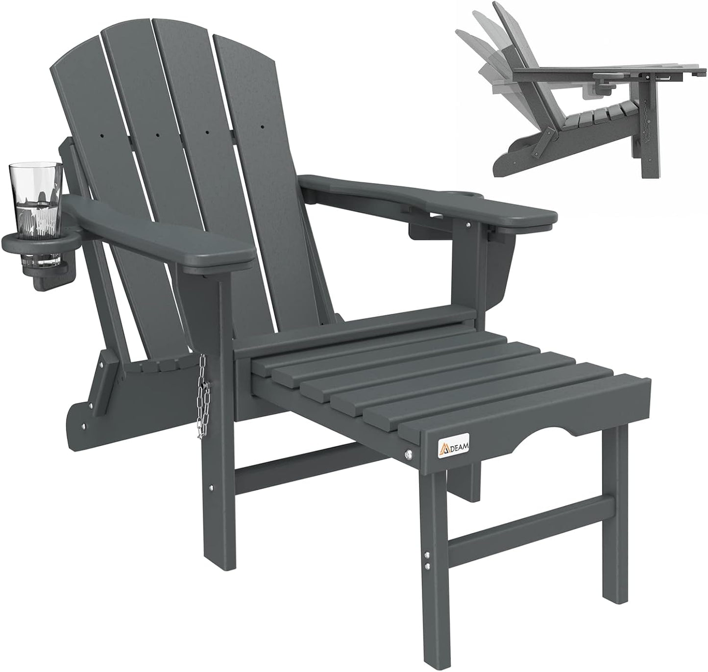 Mdeam 3-Level Adjustable Adirondack Chair with Ottoman for Comfort