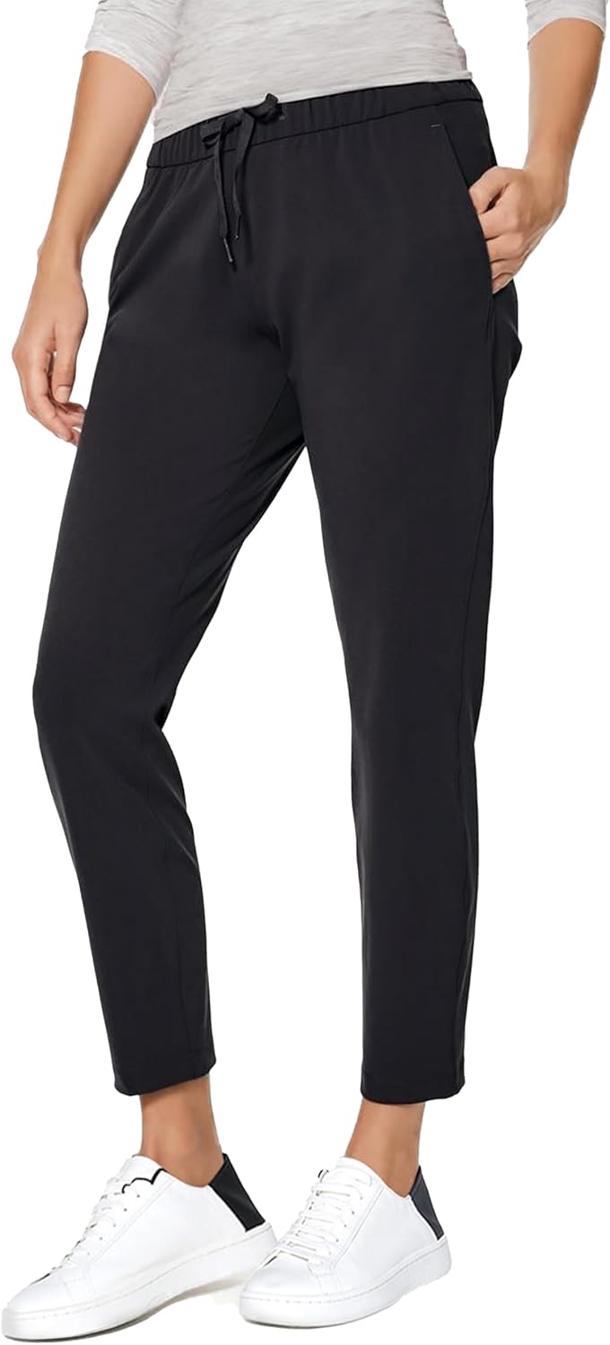 AJISAI Women's 7/8 Joggers Travel Pants with Pockets for Comfort