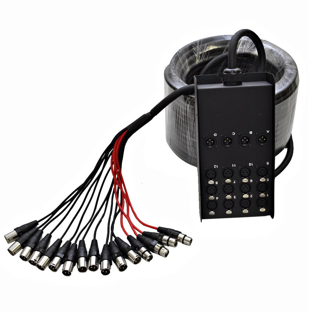 12 Channel Low Profile XLR Send Circuit Board Snake Cable 100 Feet