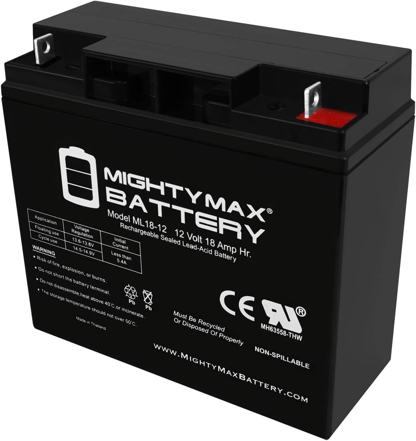 Mighty Max Battery ML18-12 - Reliable 12V 18AH Rechargeable Power