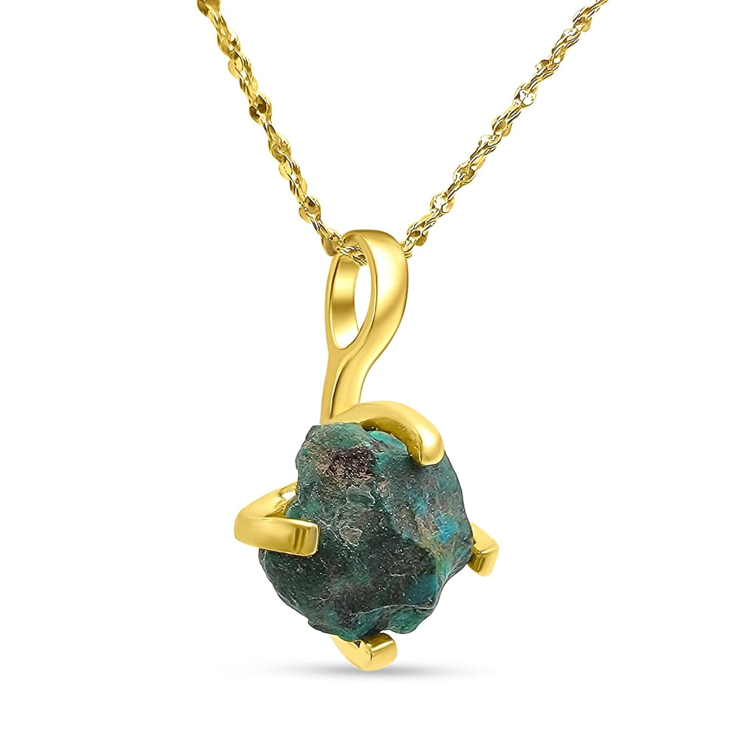Natural Raw Chrysocolla Chain Pendant Necklace for Her Gift