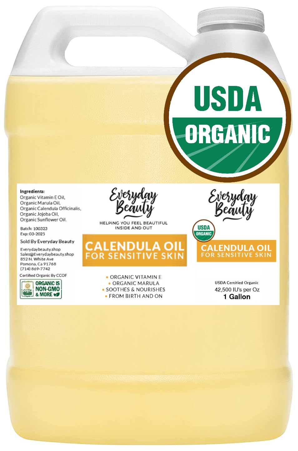 Organic Calendula Oil for Sensitive Skin - 1 Gallon Bulk Size