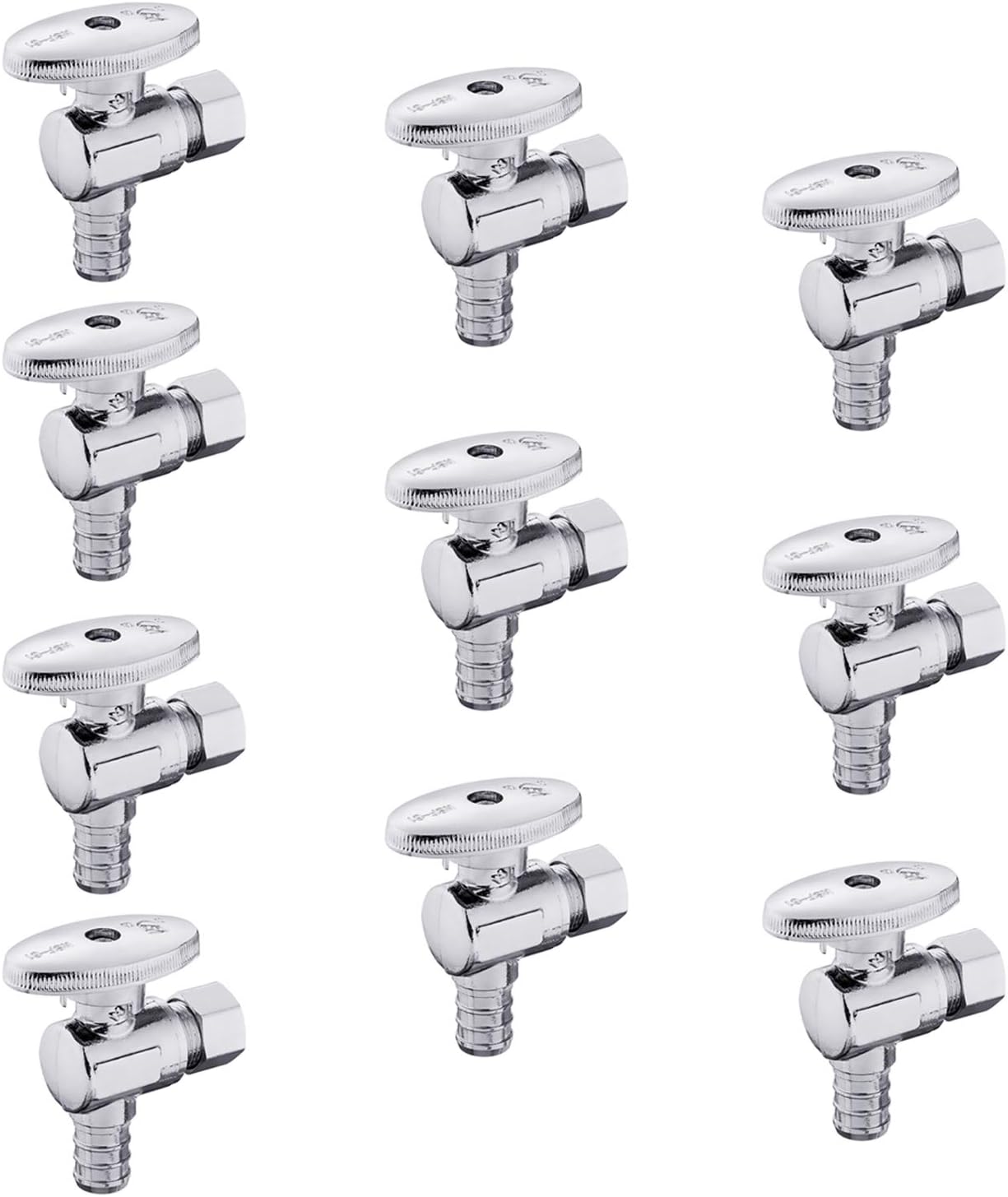 10-Pack Shut off Valve 1/4 Turn Angle Stop Valve for Pex Systems