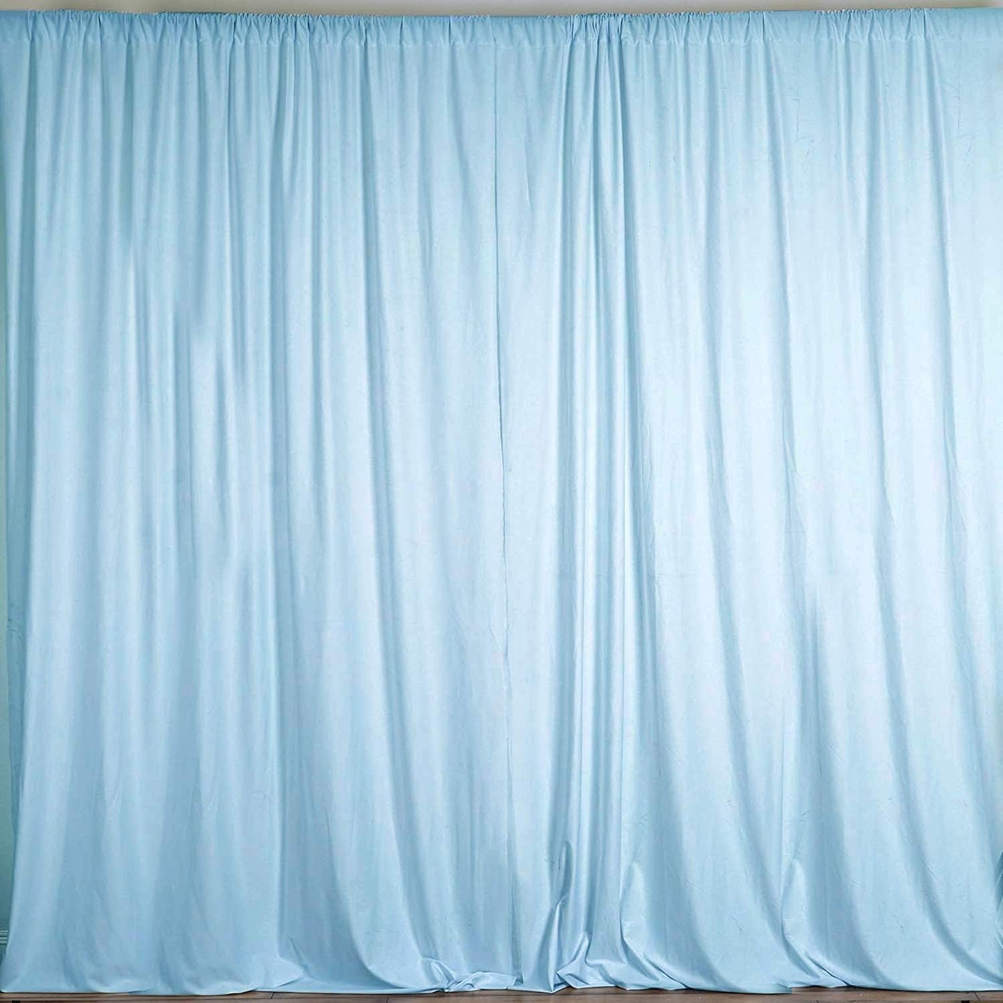 10 Ft Wide by 9 Ft High Light Blue Polyester Backdrop Drape