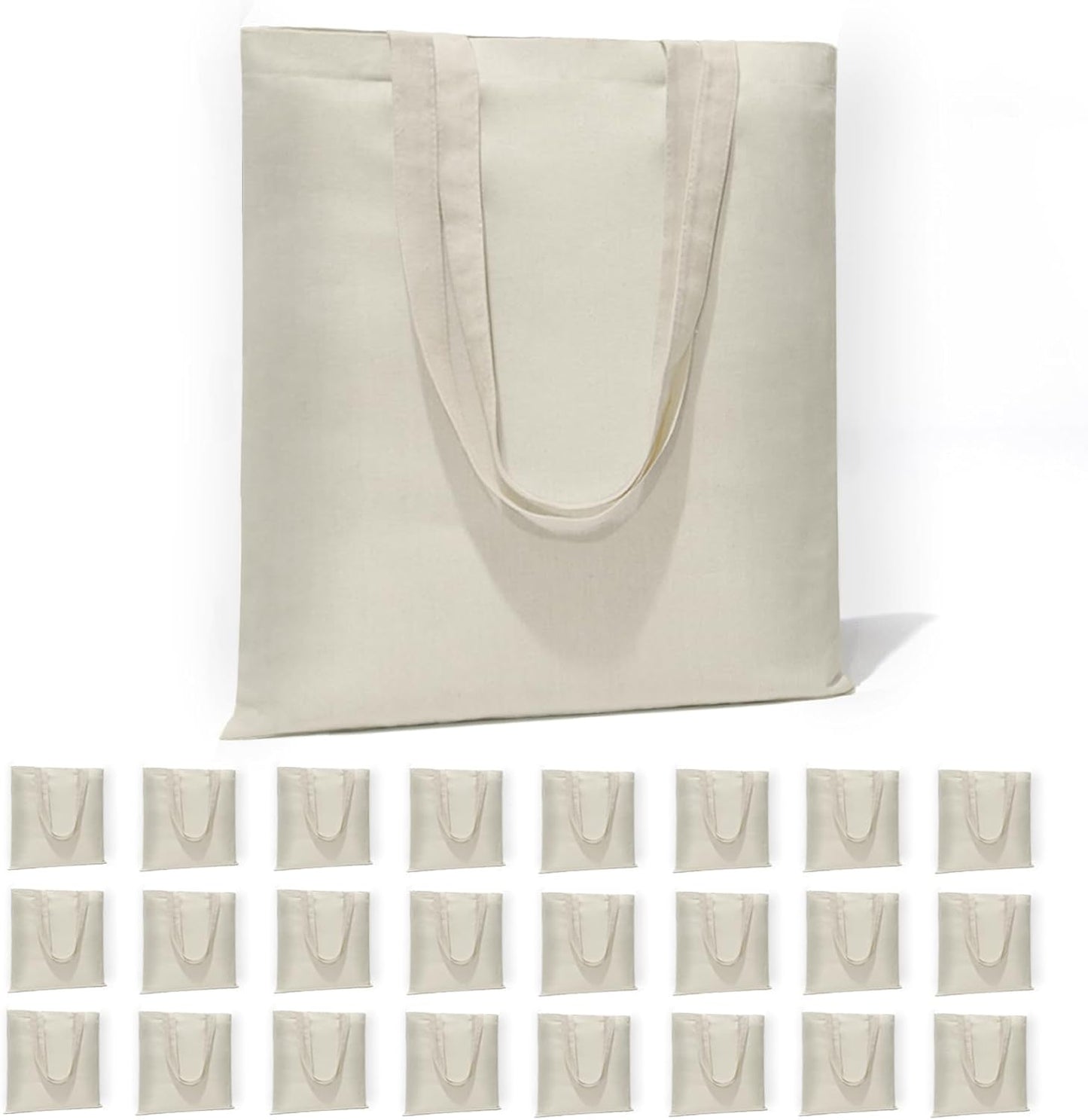 Reusable Canvas Tote Bags for Shopping, DIY Gift Bags - 24 Pack