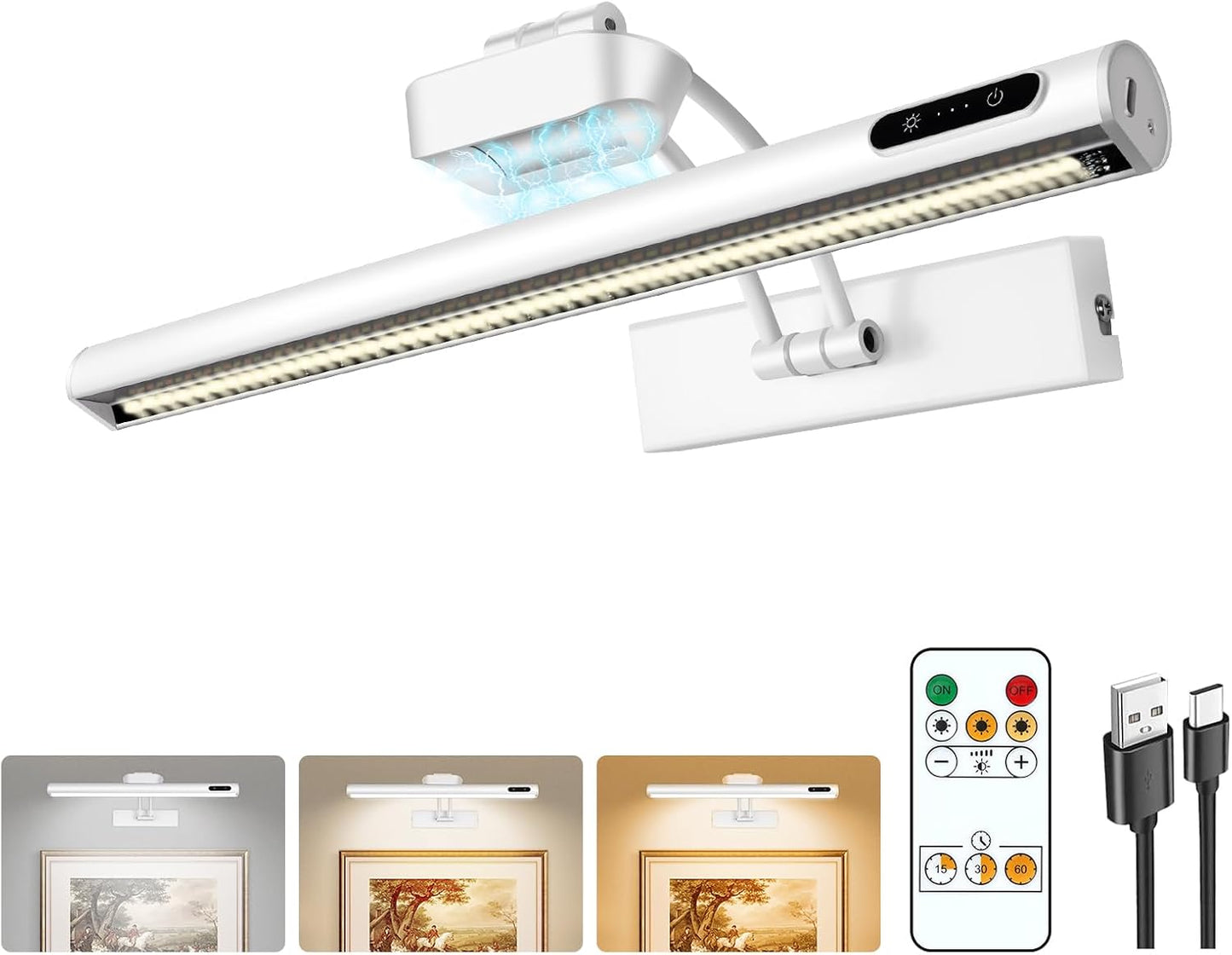 Magnetic Cordless Picture Light with Remote Control for Art