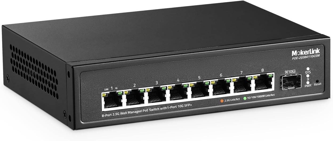 MokerLink 8 Port 2.5G POE Managed Switch for Fast Networking