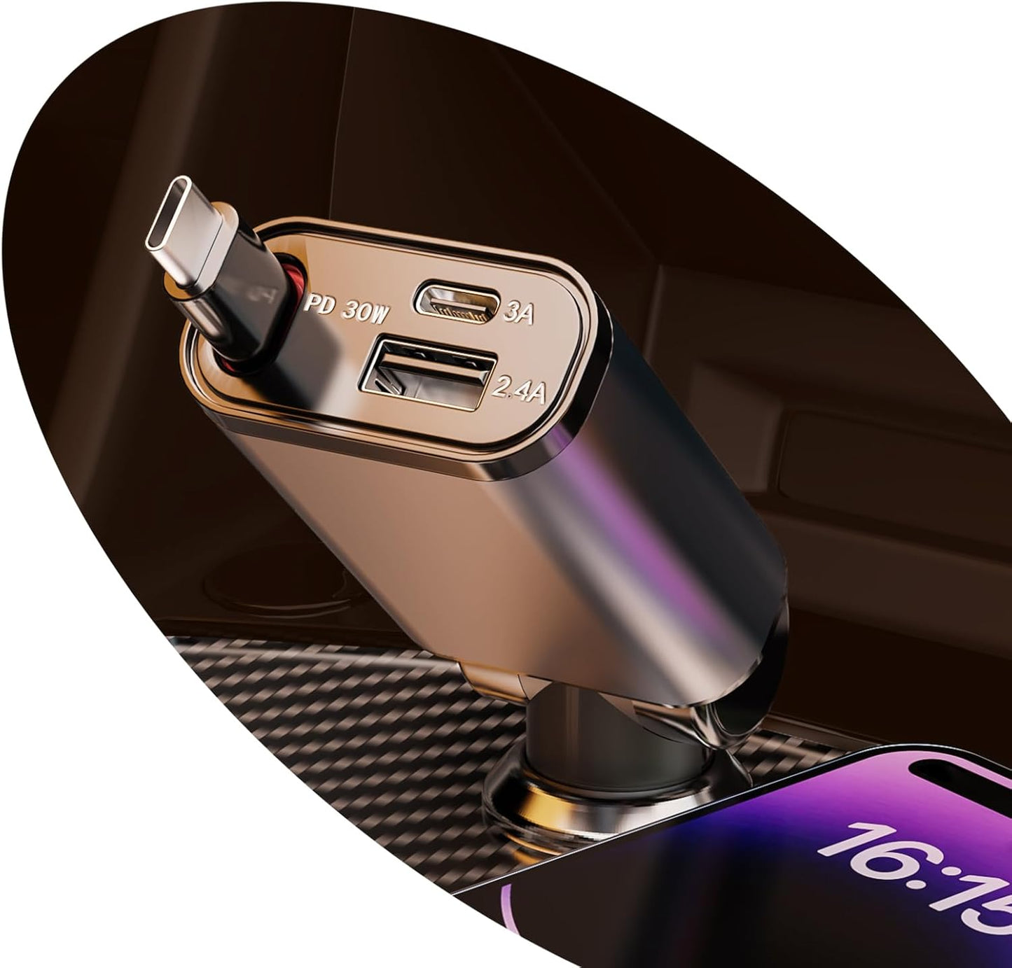 Ultra-Fast Retractable Car Charger | SYSSHN