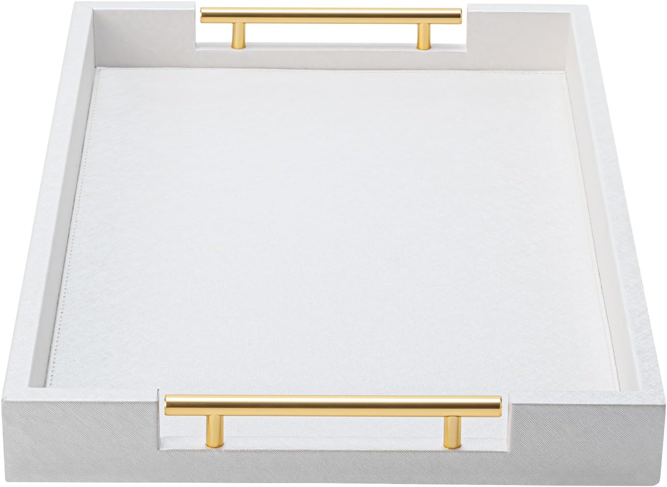 White Leather Decorative Coffee Table Tray for Modern Living