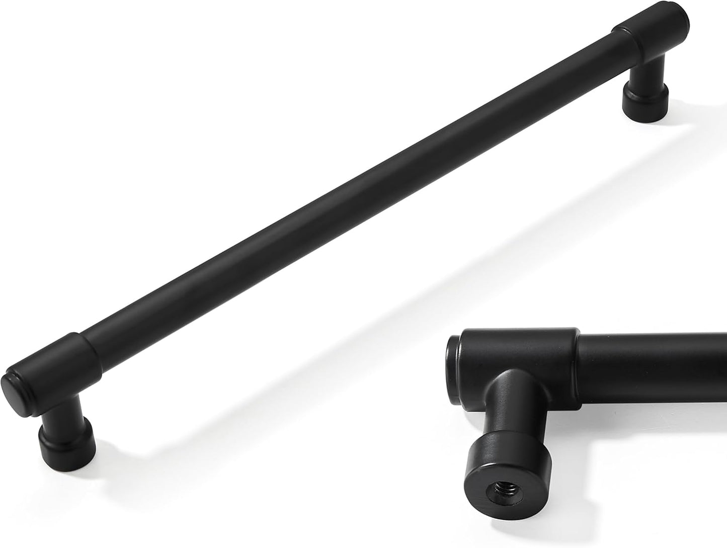 6 Pack 8 Inch Matte Black Cabinet Handles for Modern Kitchens