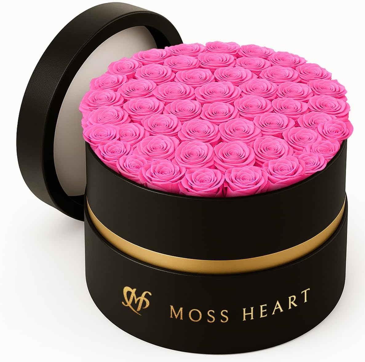 50 Preserved Roses in Round Box for Lasting Beauty and Elegance