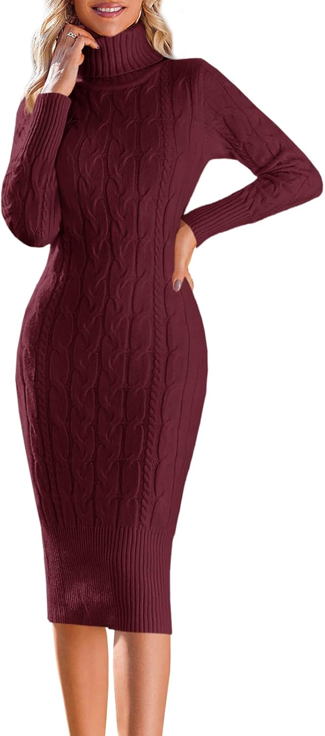 Stylish Womens Long Sleeve Turtleneck Sweater Dress for All
