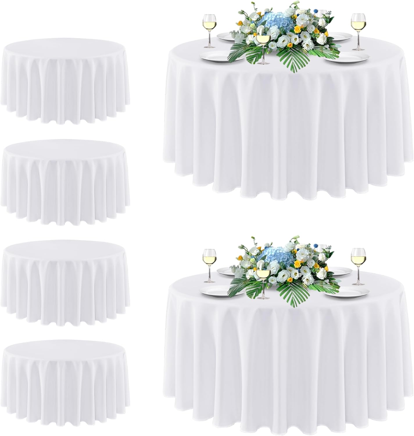 Sancua White Round Tablecloth 108 Inch for Weddings and Parties