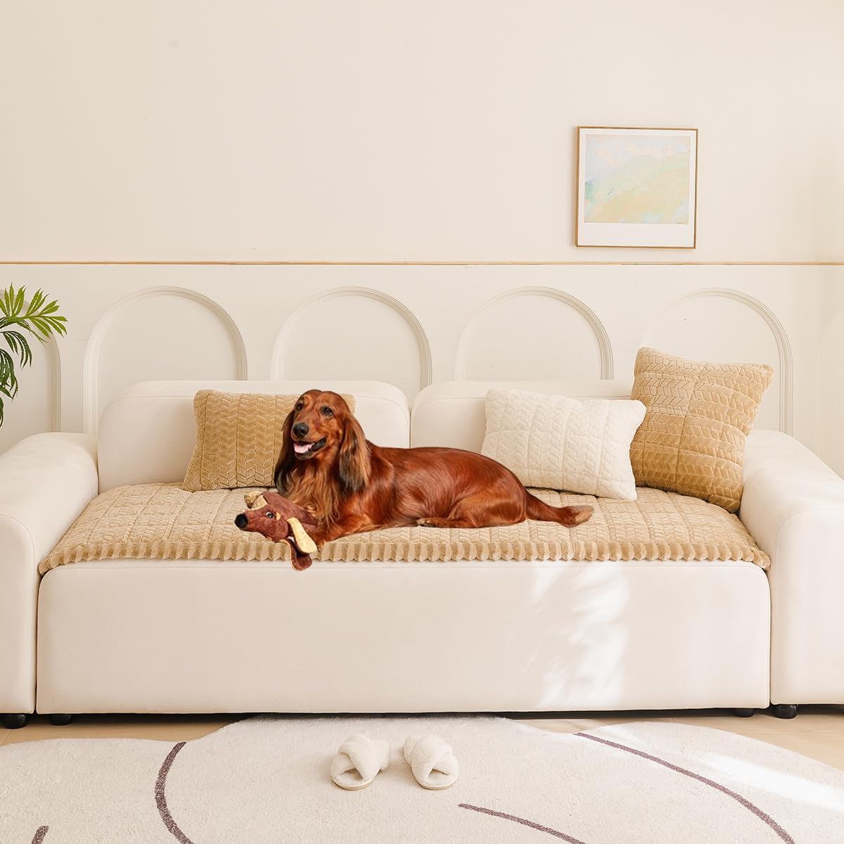 Fuzzy Couch Cover for Pet Protection and Comfort - Washable