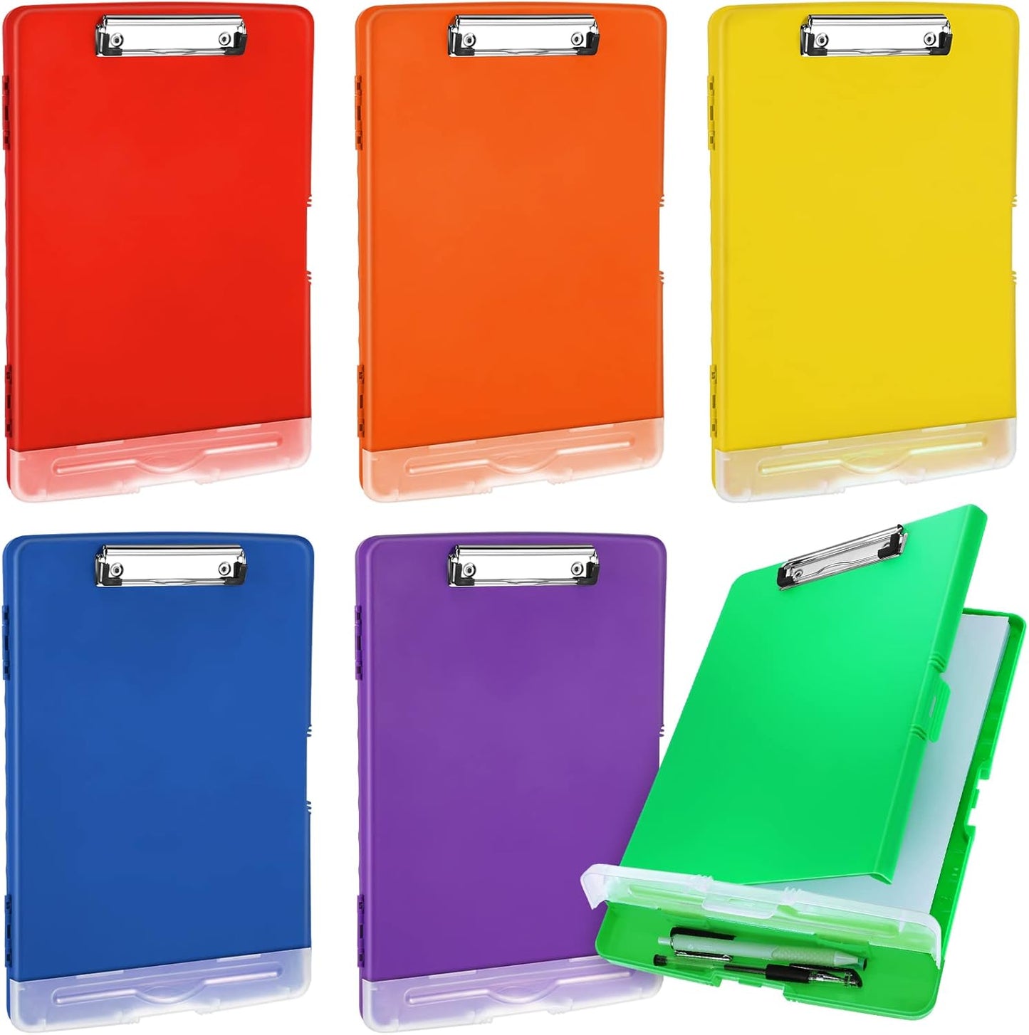 Crtiin 6 Pcs Plastic Clipboard with Storage for Office and School