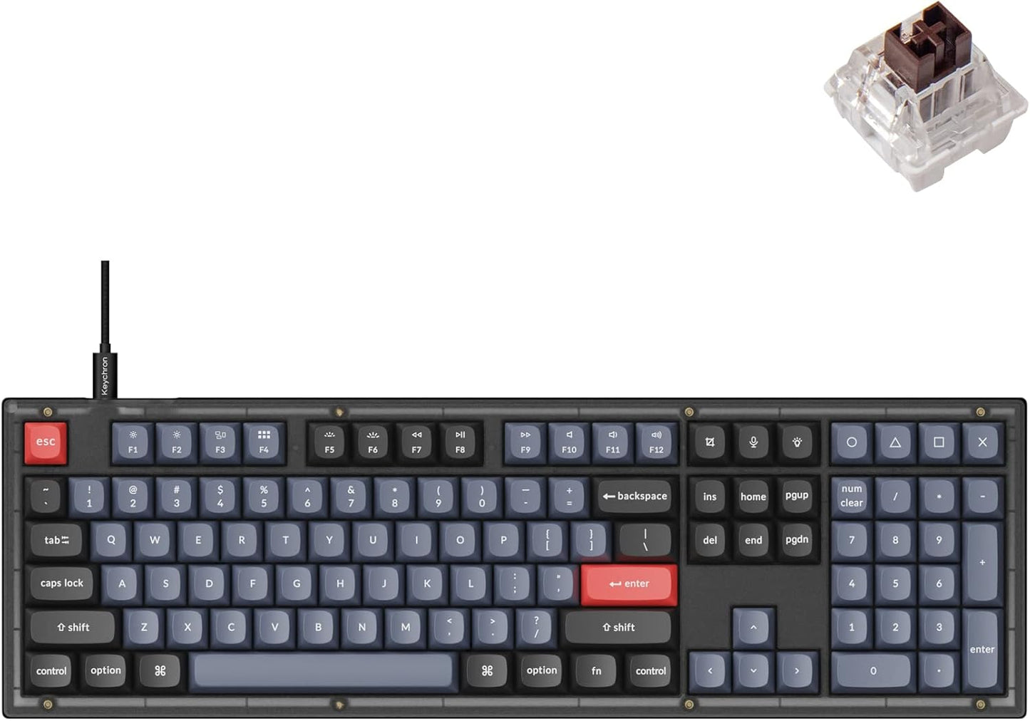 Keychron V6 Custom Mech Keyboard, Hot-swappable Keychron K Pro Brown Switch, Mac/Win/Linux