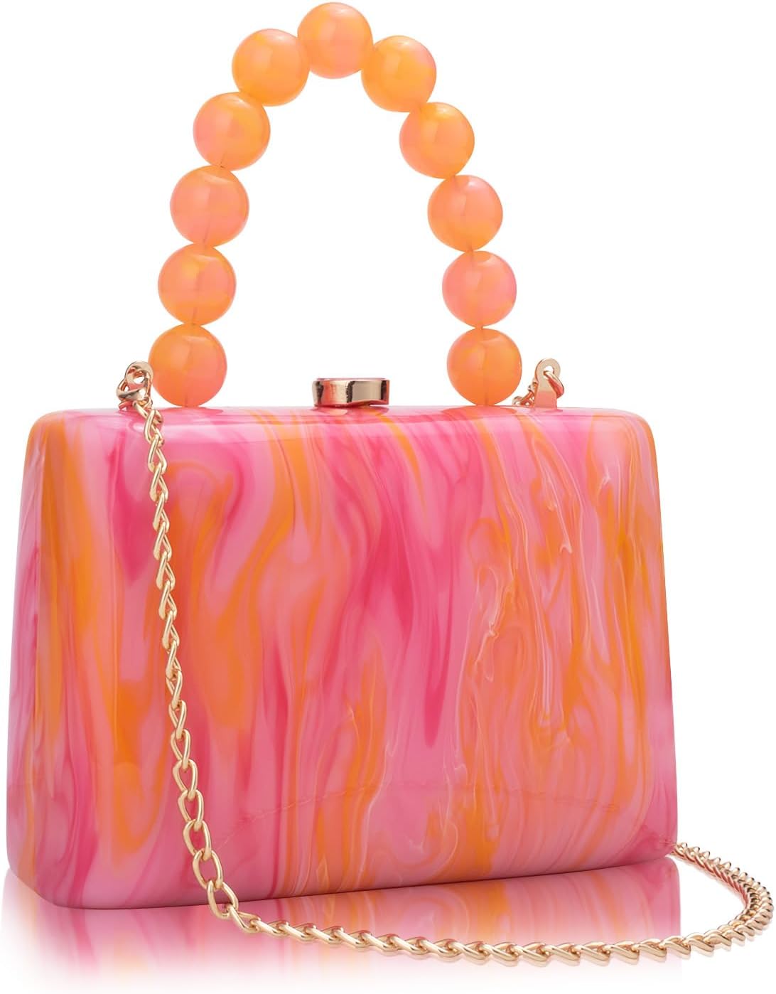 Acrylic Purses Evening Clutch Bag for Women with Pearl Chain