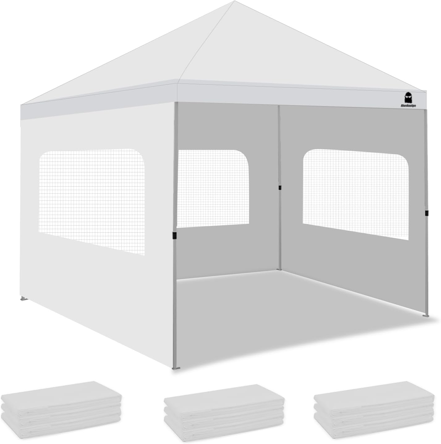 Sunshade Sidewall with Mesh Window for 10x10 Canopy - 3 Pack