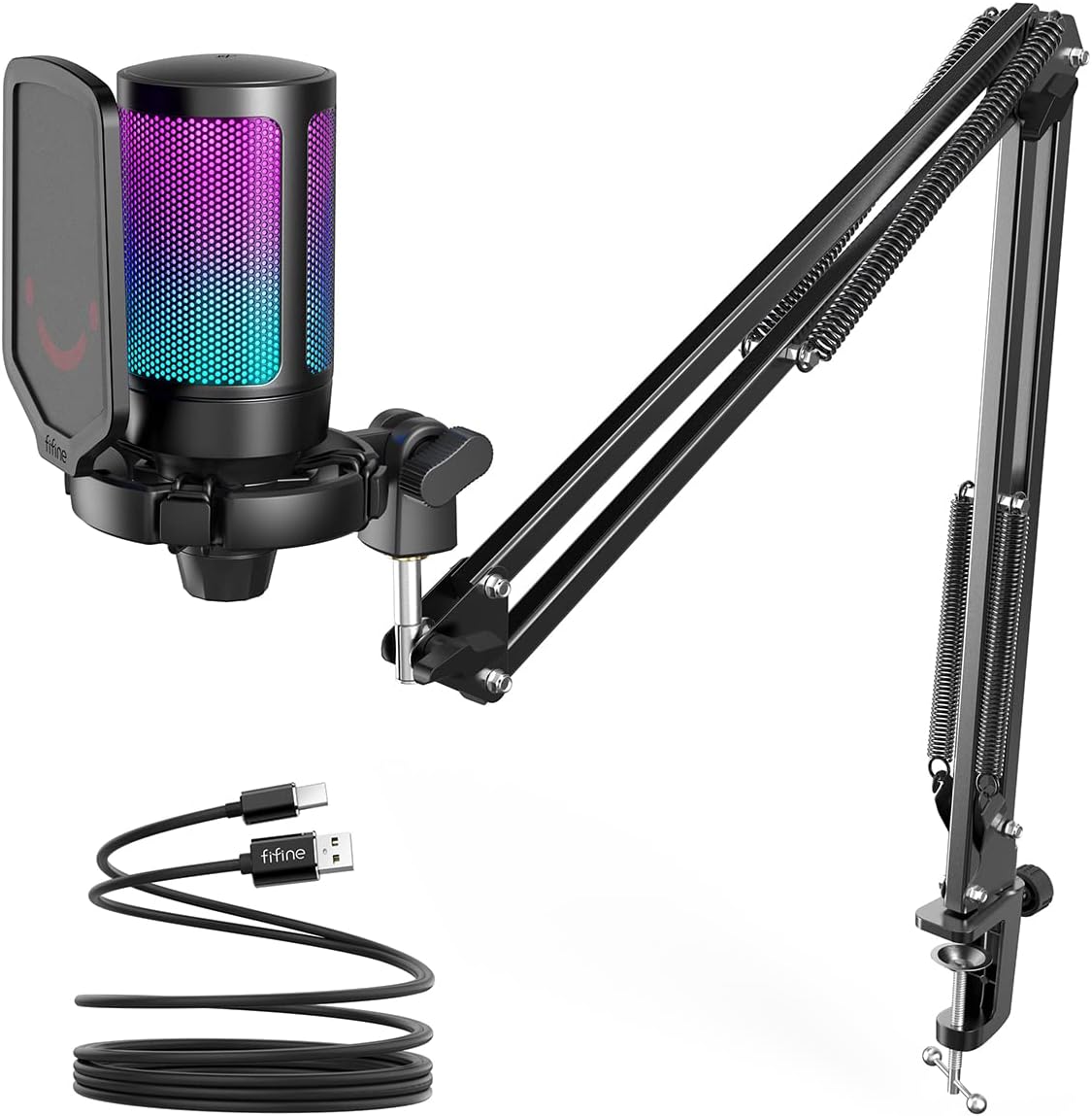 FIFINE Gaming Mic with RGB - Elevate Your Stream!