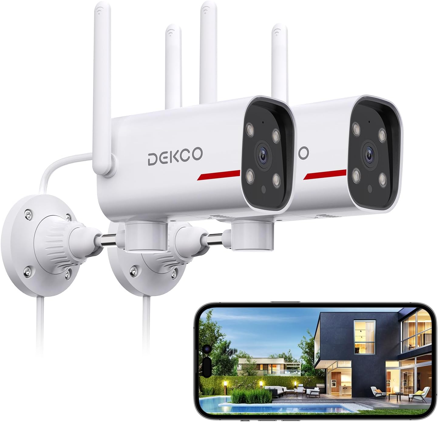 DEKCO 2K Color Night Vision Security Camera Duo