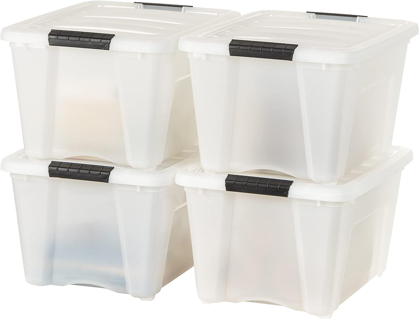 IRIS USA 32 Qt Stackable Plastic Storage Bins for Organizing