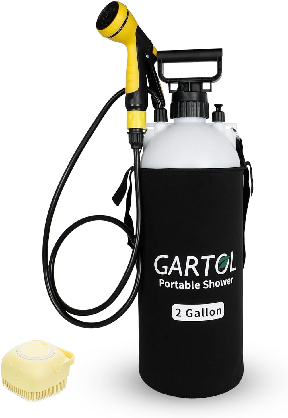 GARTOL 2 Gallon Portable Shower with Massage Brush - High-Pressure Camping & Dog Shower