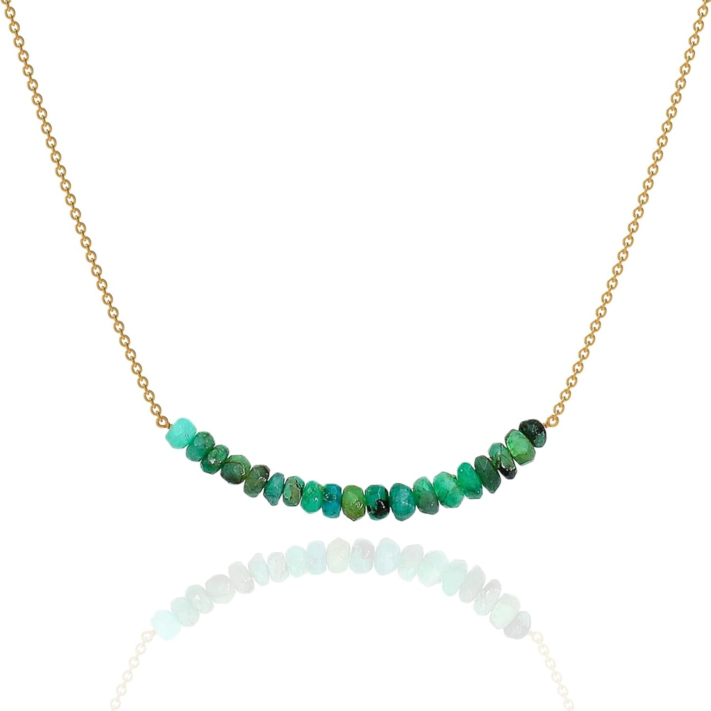 18K Gold Vermeil Beaded Natural Birthstone Bar Necklace