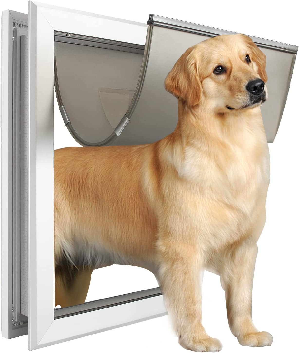 Extra Large Dog Door with Self-Closing Insulated Flaps for Pets