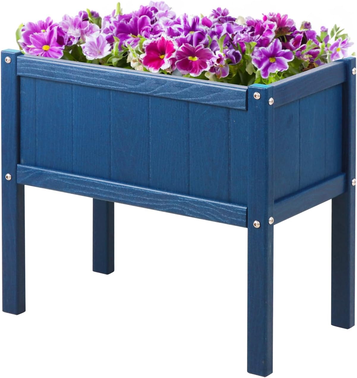 Small HDPE Raised Garden Bed for Herbs and Flowers in Navy Blue