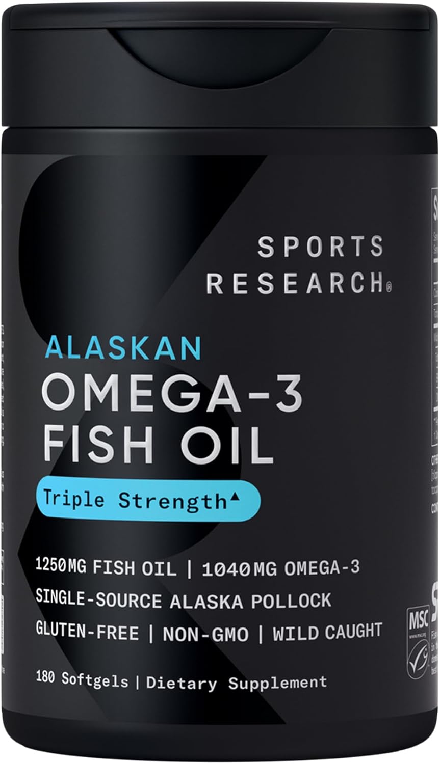 Triple Strength Omega 3 Fish Oil Supplement - 1250 mg, 180 ct