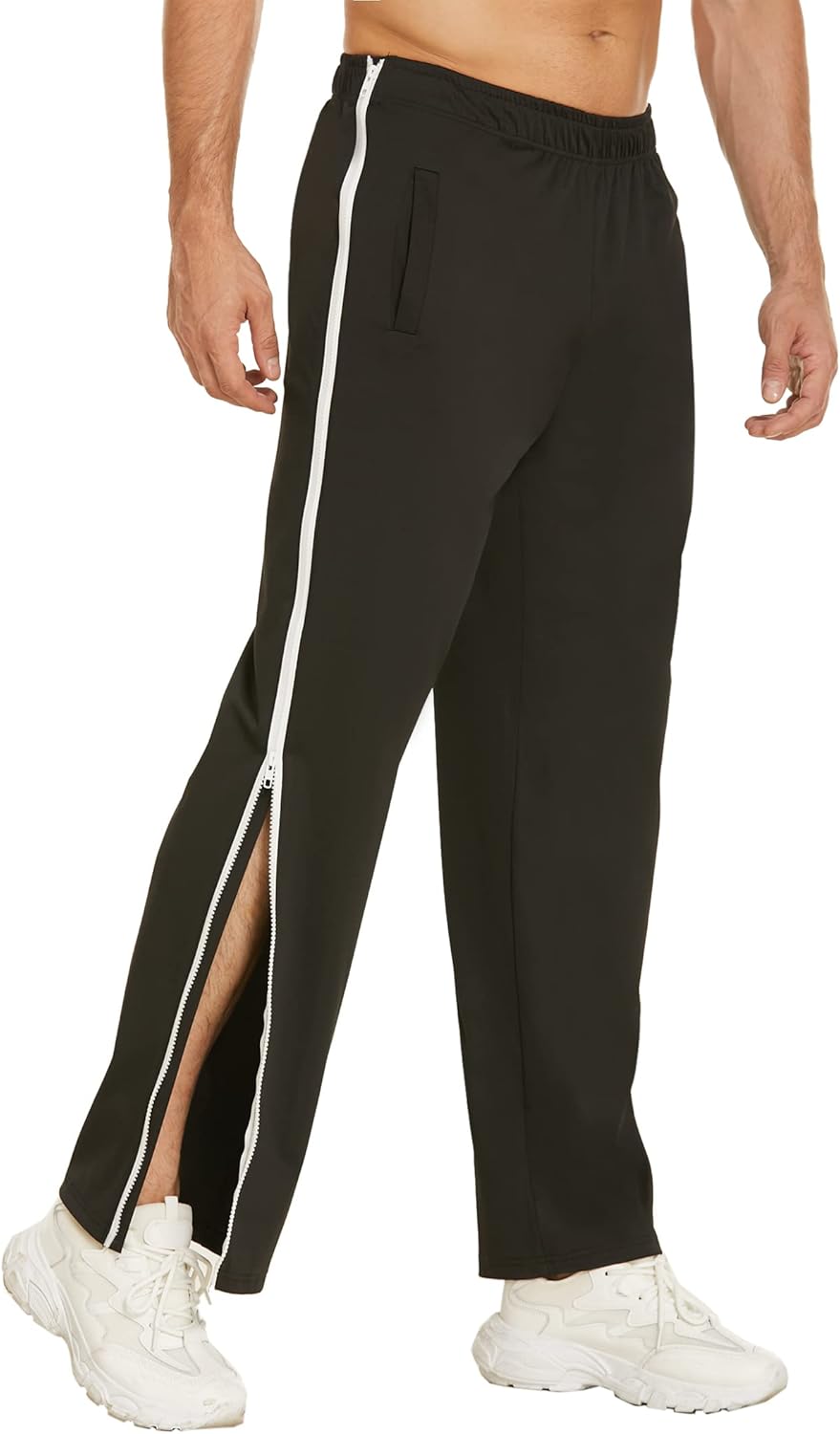 Deyeek Mens Tear Away Basketball Pants with Side Zippers