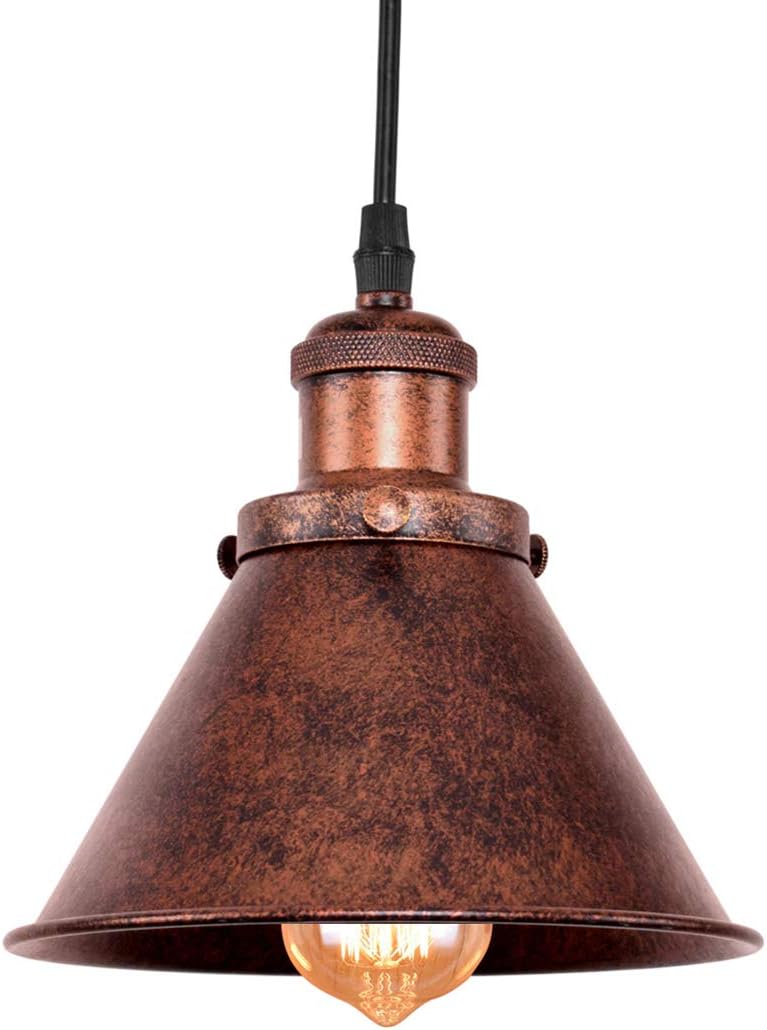 Farmhouse Pendant Light with Rustic Cone Shade for Home Decor
